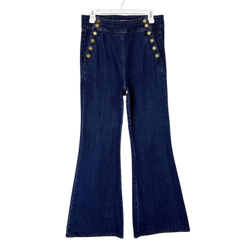 Ramy Brook Sailor Button Flare Jeans Women's 28 High Rise Dark Wash